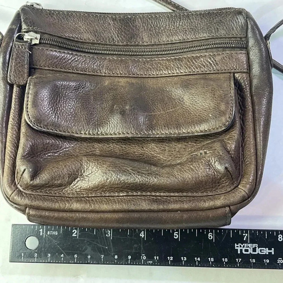 Fossil Small Dark Chocolate Genuine Leather Boho Hippie Crossbody Bag Vintage - Picture 4 of 14